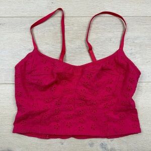 Free Peopke Pink Eyelet Crop Top